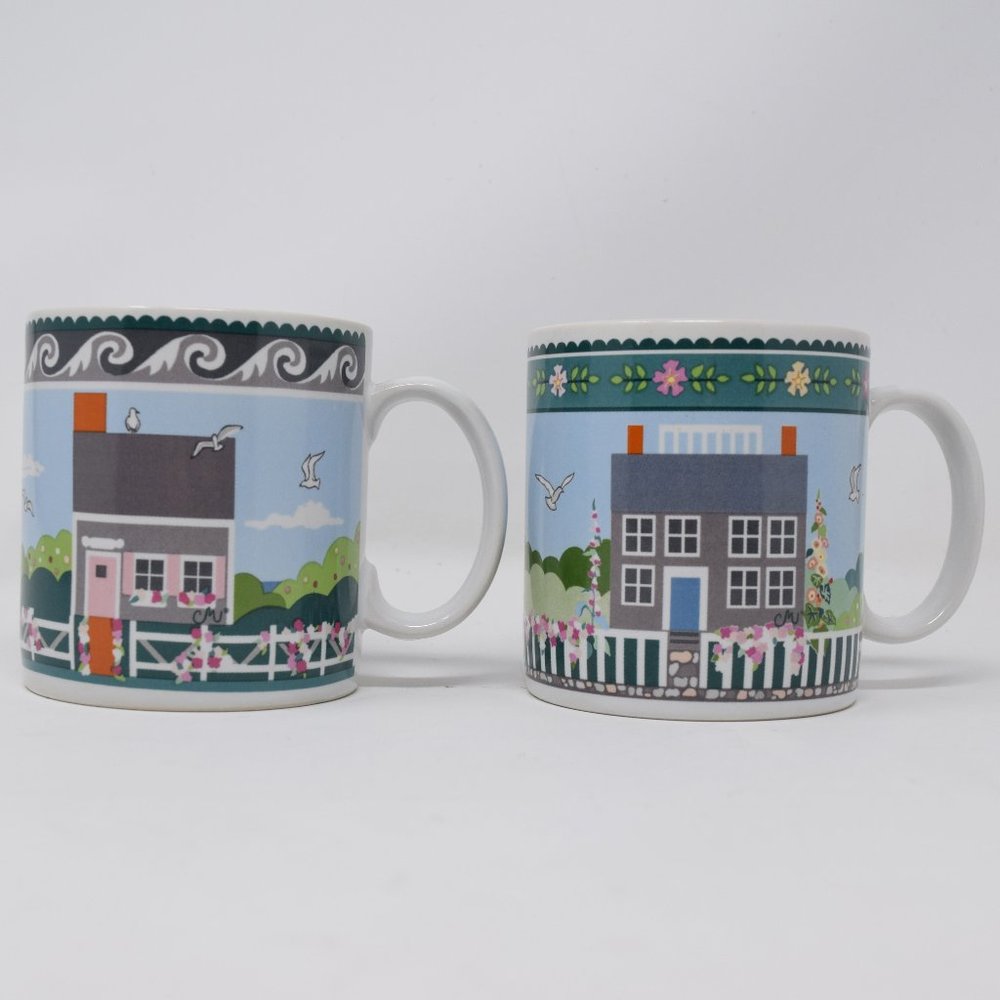 2 Sakura Nantucket Shoreline Mugs Claire Murray Cottagecore Coastal Seaside Set - Picture 4 of 8